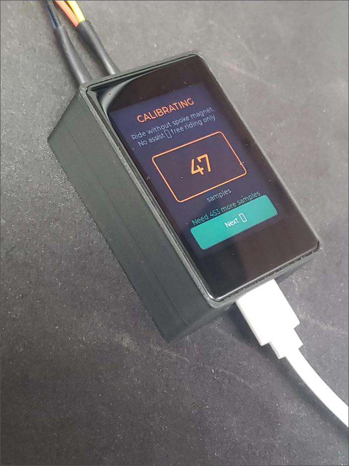 GearSense Mark II showing CALIBRATING screen